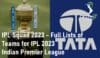 IPL Squad 2023 Indian Premier League