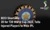 BCCI Shortlists T20 World Cup 2023 IPL