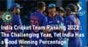India Cricket Team Ranking 2022 Winning Percentage