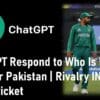 How ChatGPT Respond to Who Is Better India or Pakistan Rivalry IND vs PAK