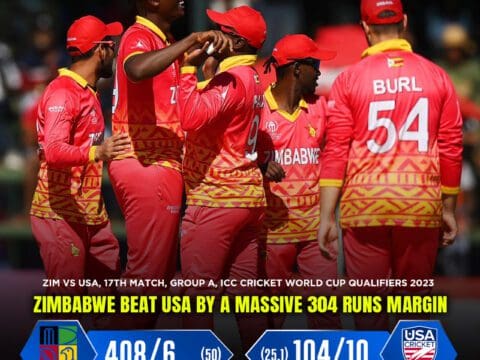 Zimbabwe beat USA by a massive 304 runs margin