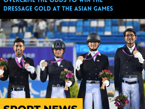 four equestrians gold at the Asian Games Divyakriti Singh Anush Agarwalla Hriday Vipul Chheda, Sudipti Hajela Asian Games